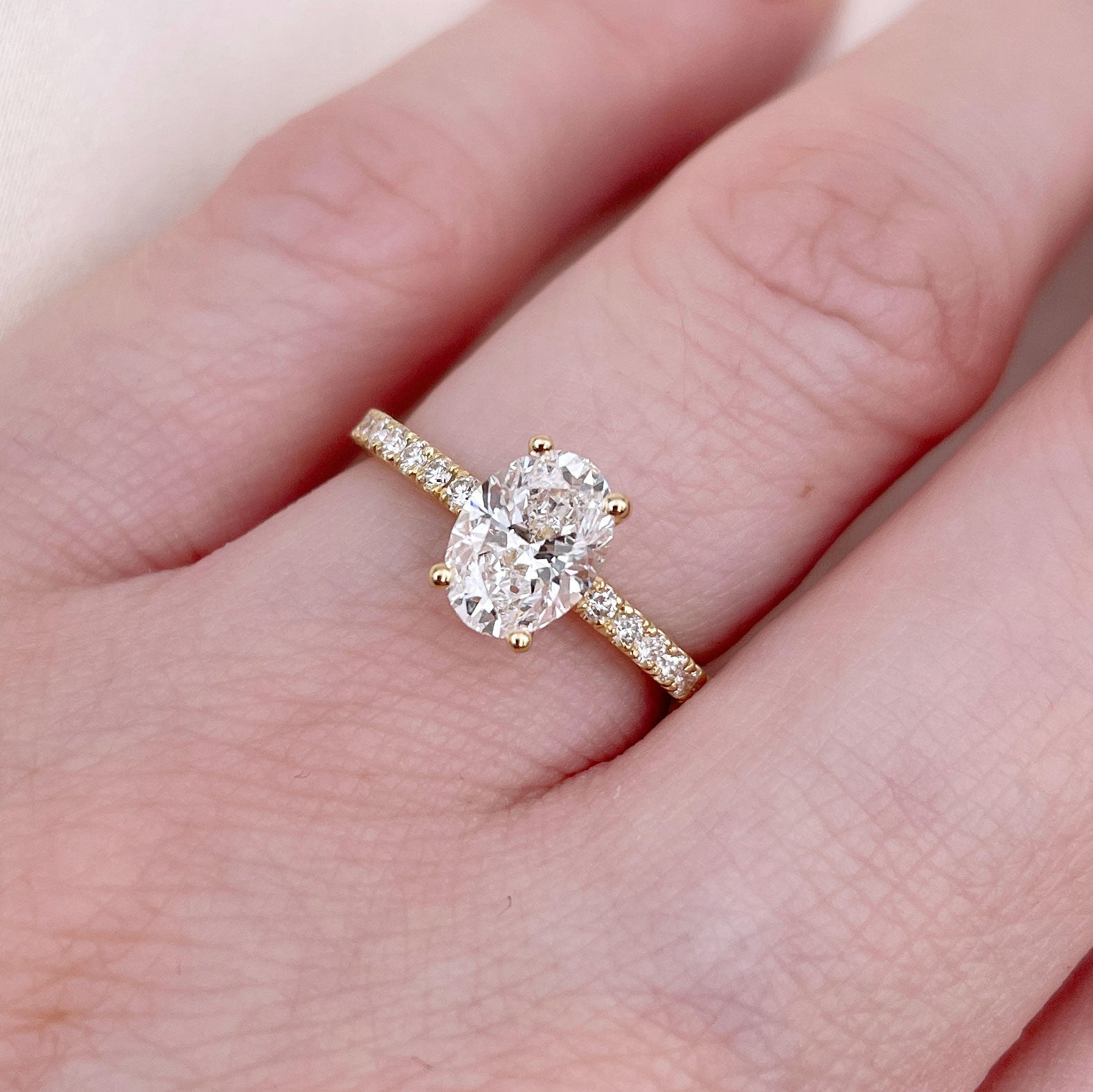 Oval Pave Lab Grown Diamond Engagement Ring