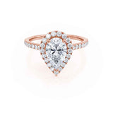 Pear Halo & Pave Lab Grown Diamond Engagement Ring