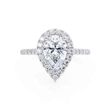 Pear Halo & Pave Lab Grown Diamond Engagement Ring