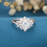 Oval Cluster Lab Grown Diamond Engagement Ring