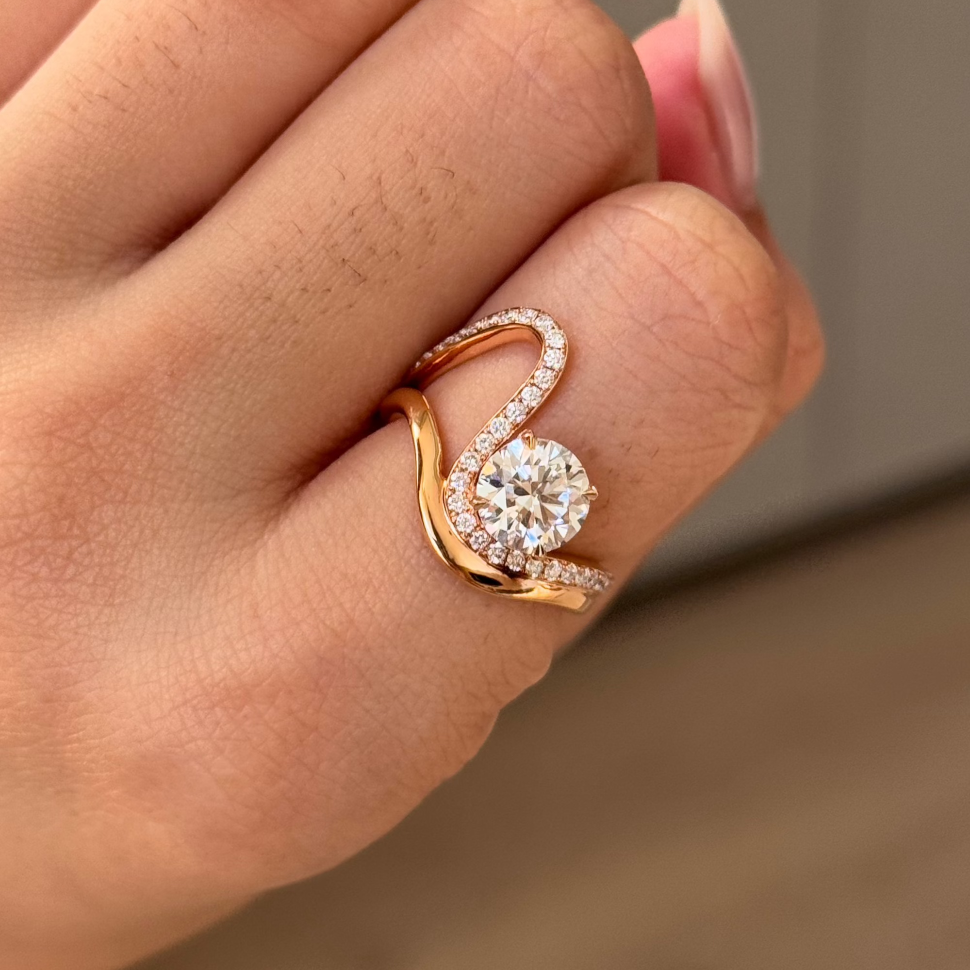 Round Twisted Pave Lab-Grown Diamond Engagement Ring