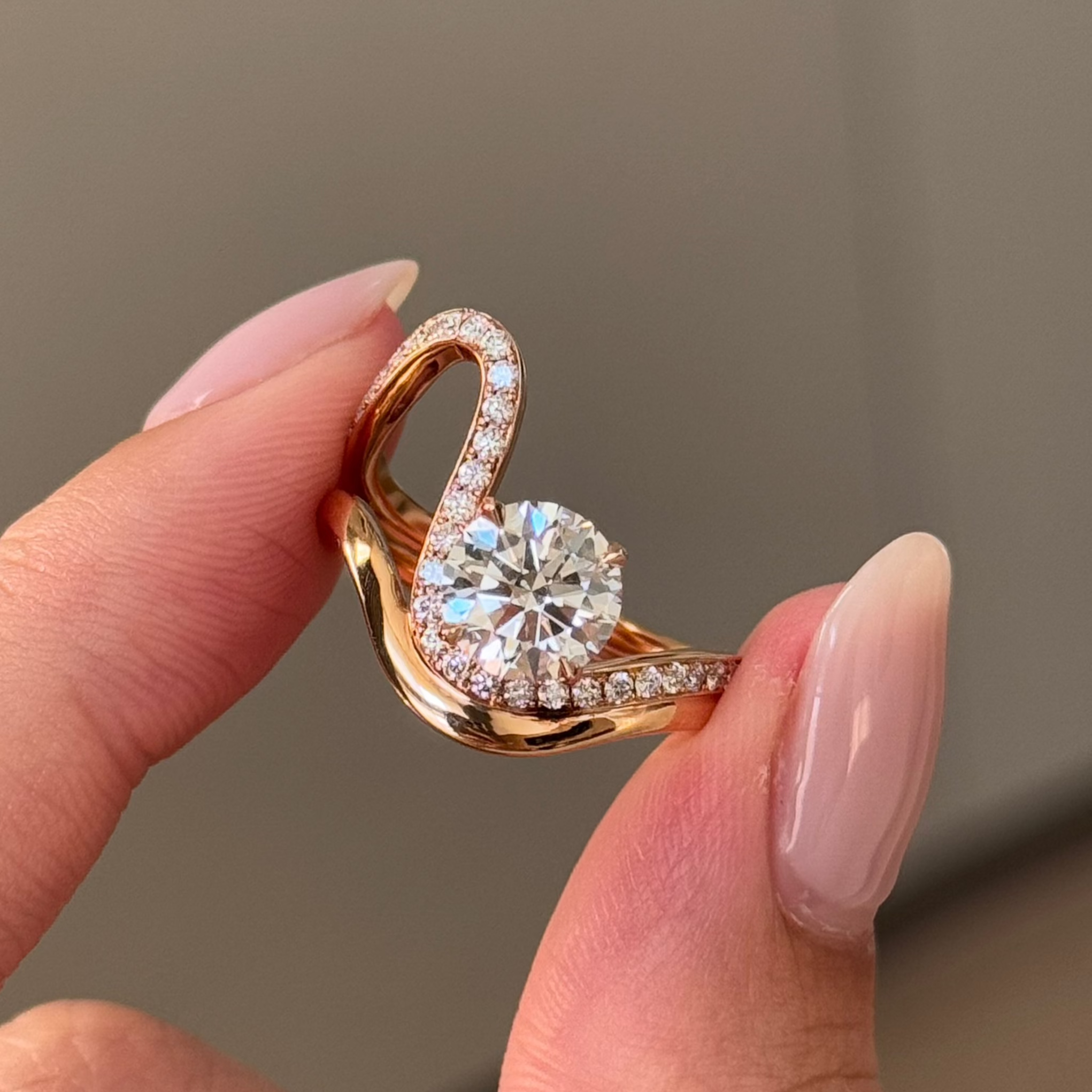Round Twisted Pave Lab-Grown Diamond Engagement Ring