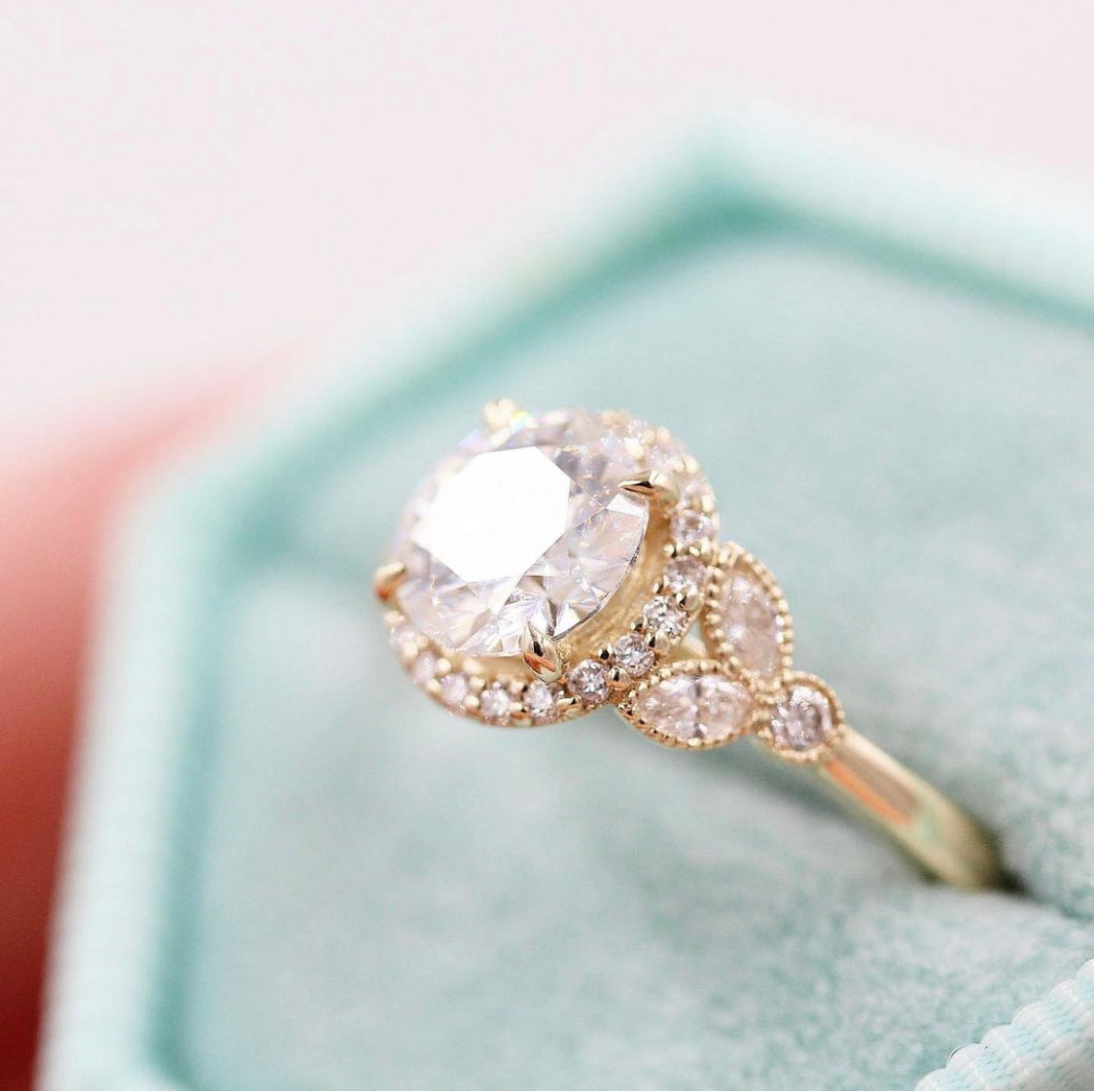 Round Cluster Lab Grown Diamond Engagement Ring