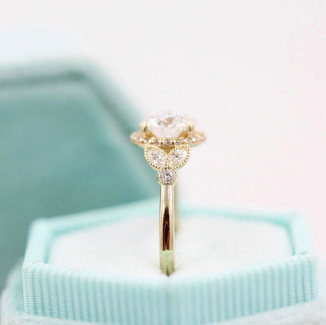 Round Cluster Lab Grown Diamond Engagement Ring