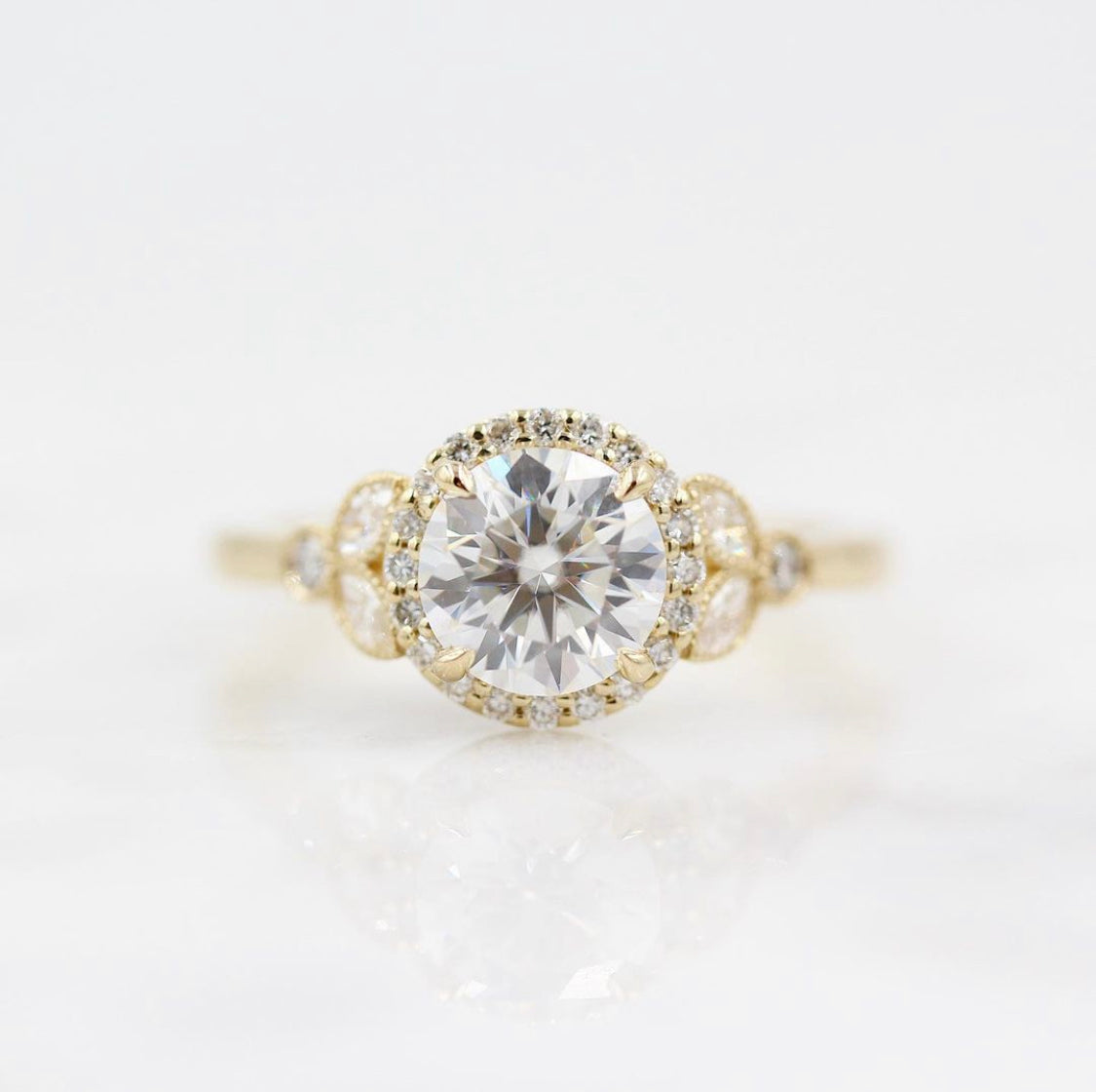 Round Cluster Lab Grown Diamond Engagement Ring