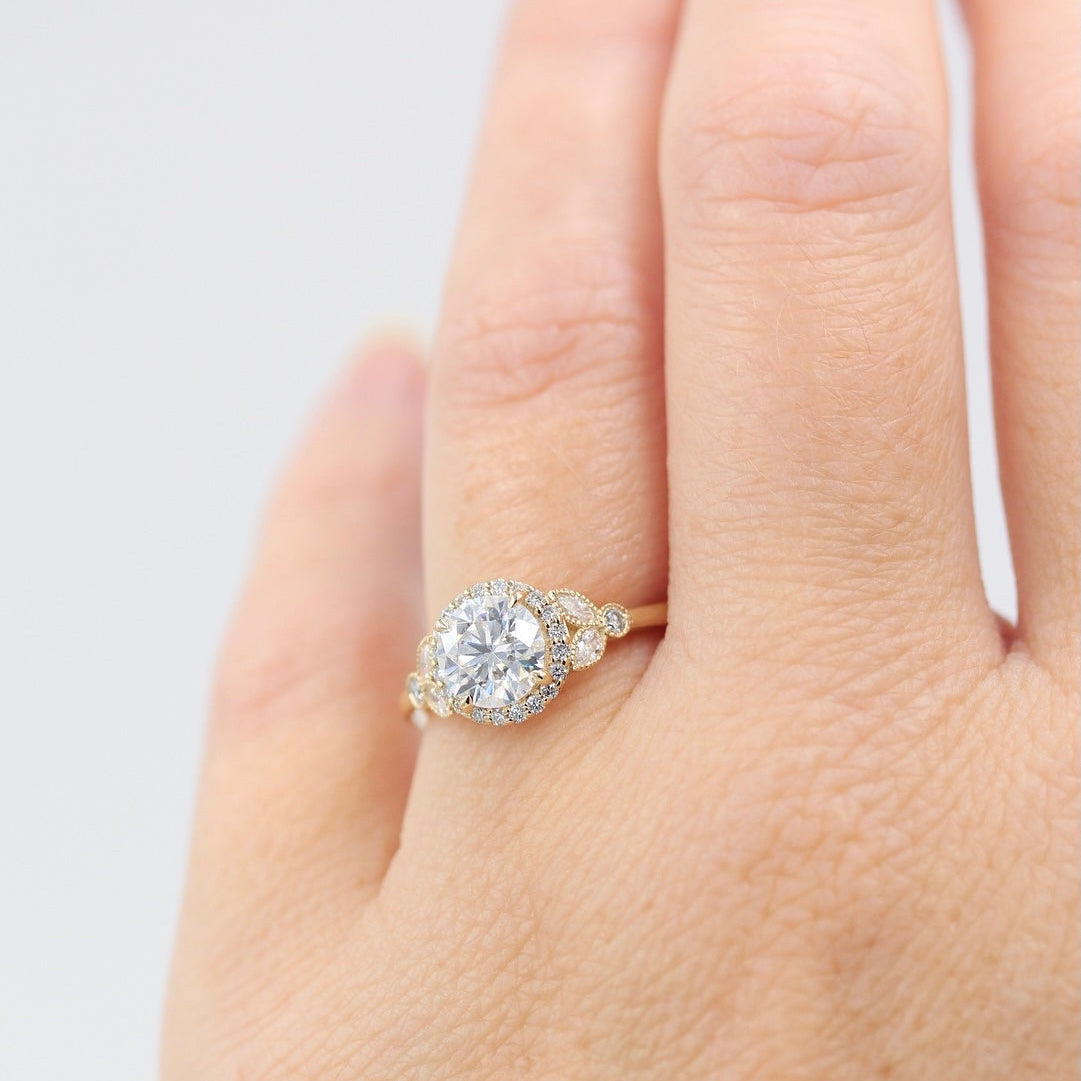 Round Cluster Lab Grown Diamond Engagement Ring
