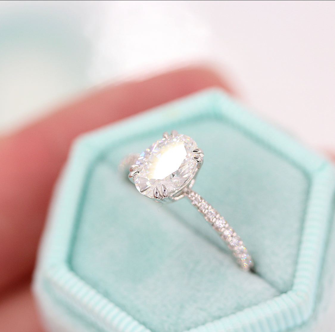 Oval Pave Lab Grown Diamond Engagement Ring