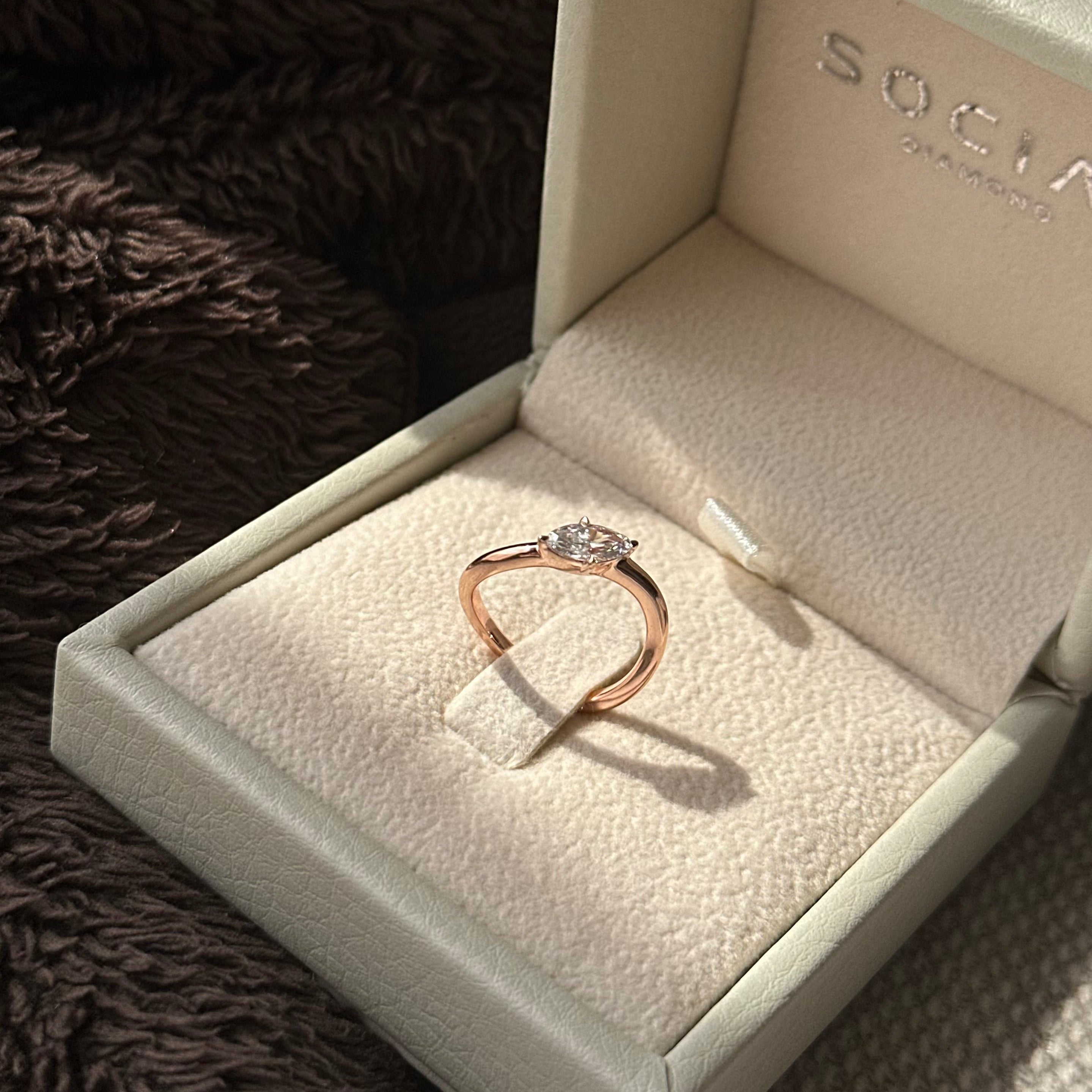 Marquise Curved Shank Lab Grown Diamond Engagement Ring