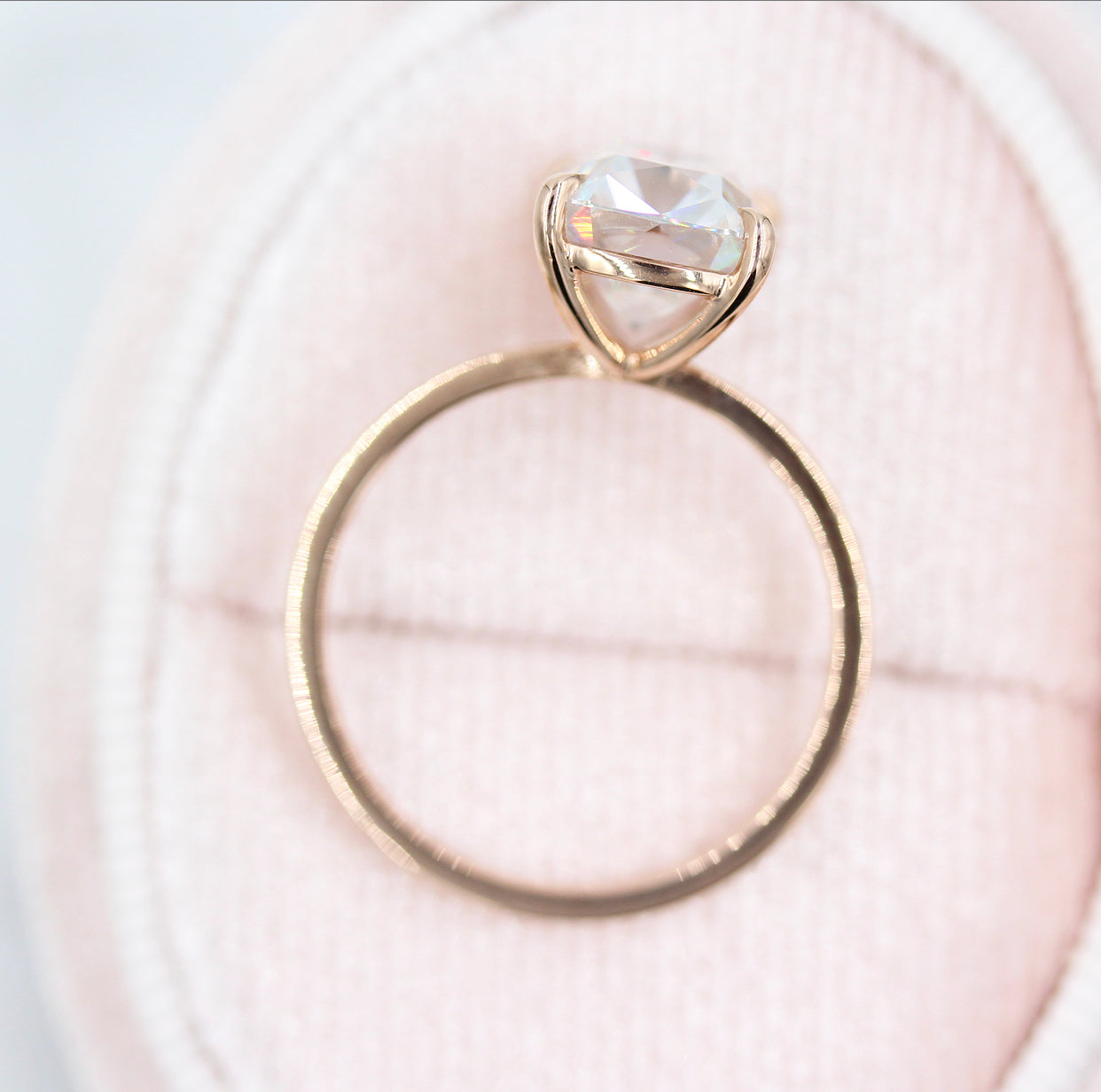 Elongated Cushion Solitaire Lab Grown Diamond Engagement Ring