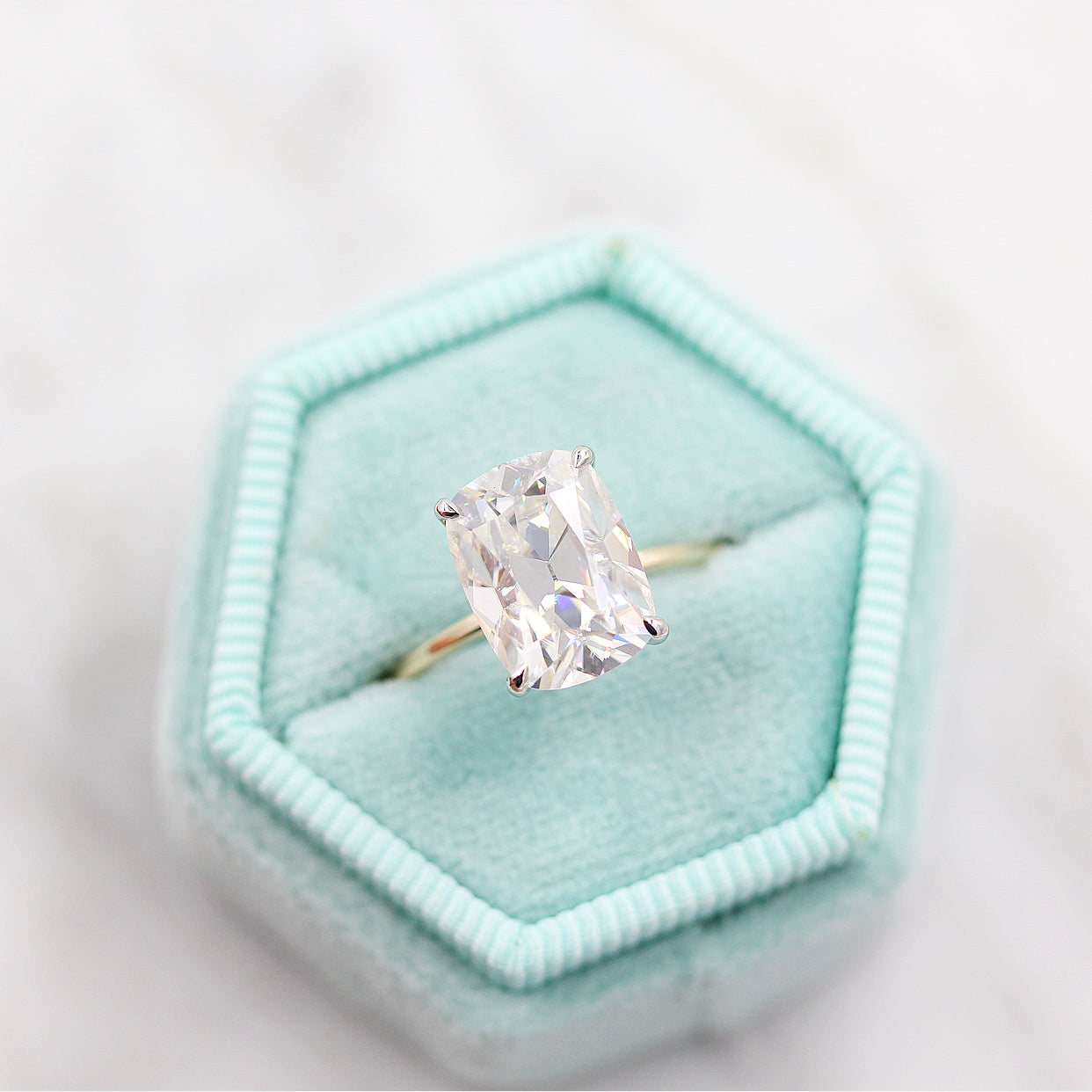 Elongated Cushion Solitaire Lab Grown Diamond Engagement Ring