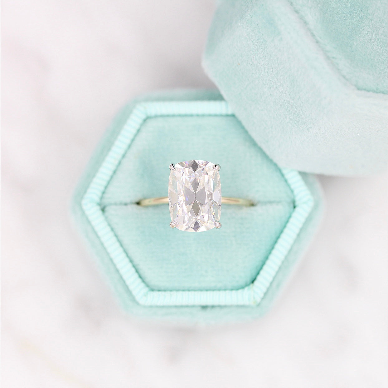 Elongated Cushion Solitaire Lab Grown Diamond Engagement Ring