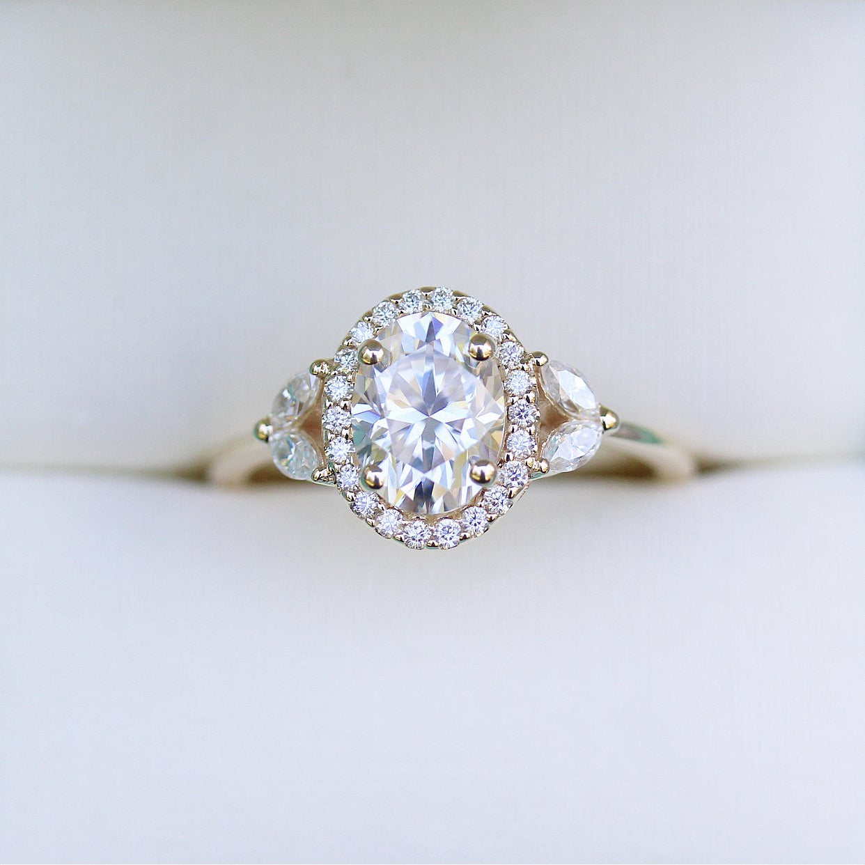 Oval Cluster Lab Grown Diamond Engagement Ring