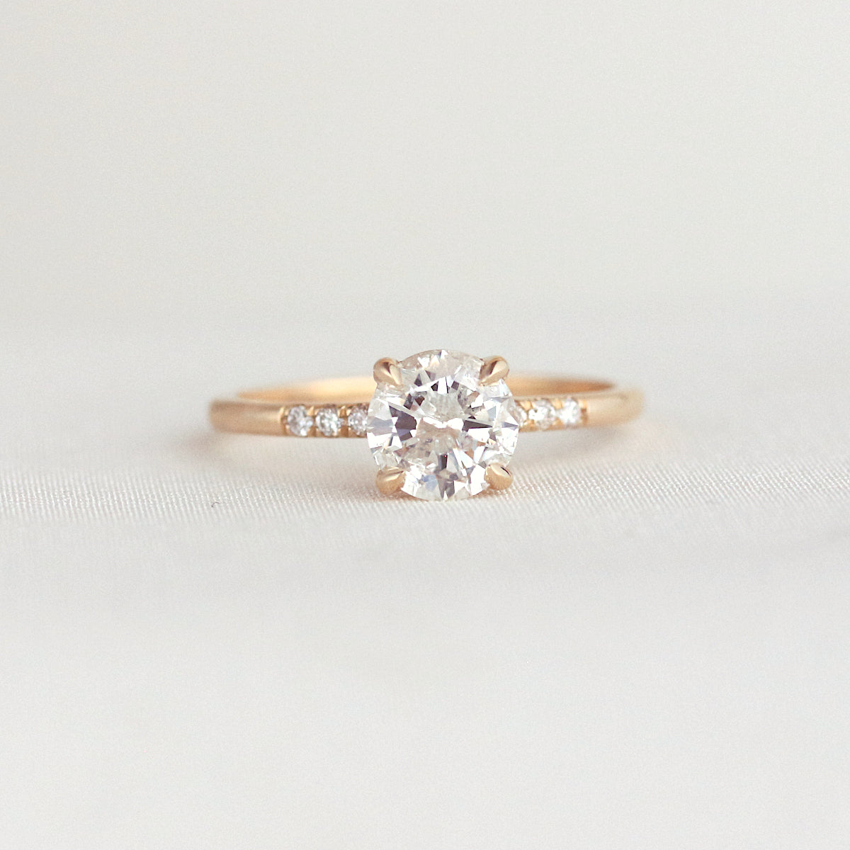 Semi Pave Engagement Ring Featuring  0.90 CT  Round Moissanite 1
