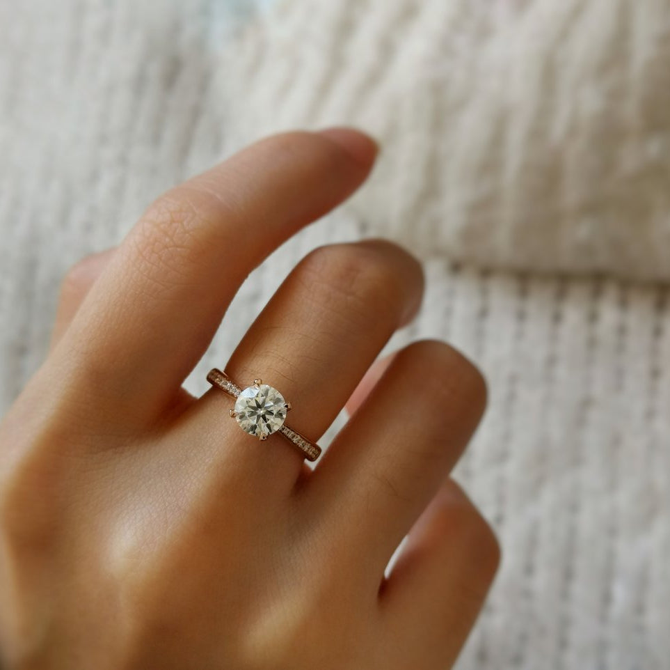 Round Pave Lab Grown Diamond Engagement Ring
