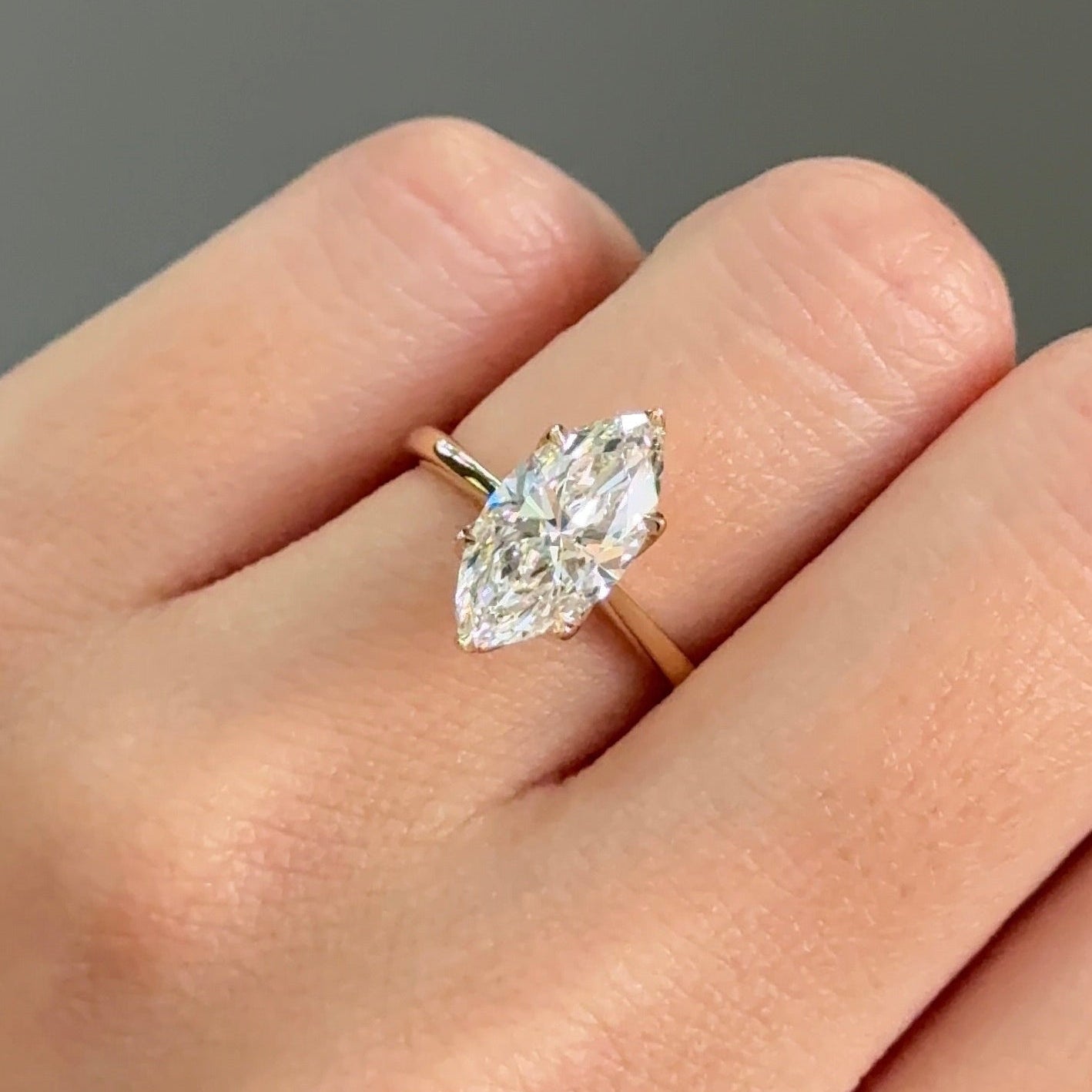 Marquise Solitaire Lab Grown Diamond Engagement Ring