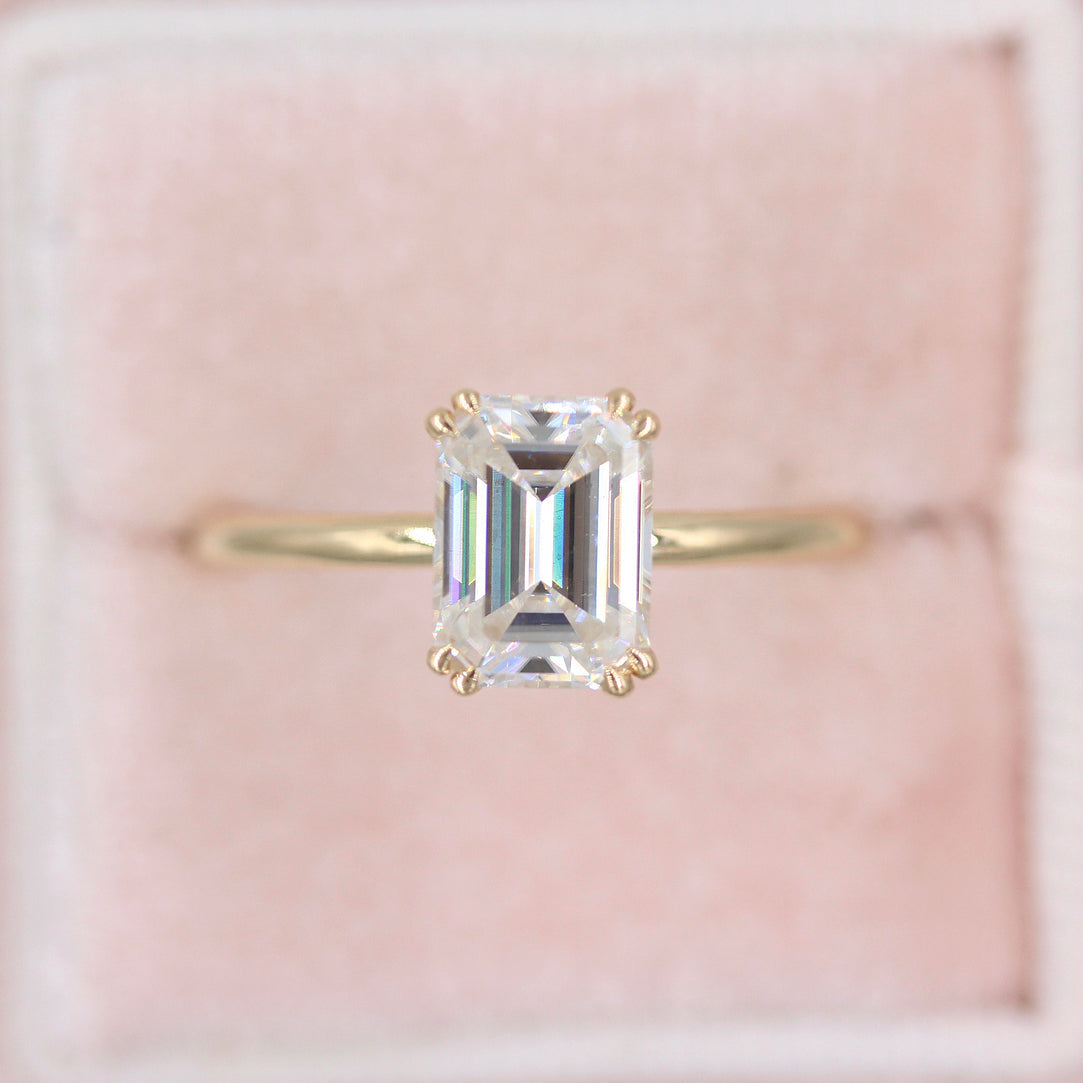 Emerald Solitaire Lab Grown Diamond Engagement Ring