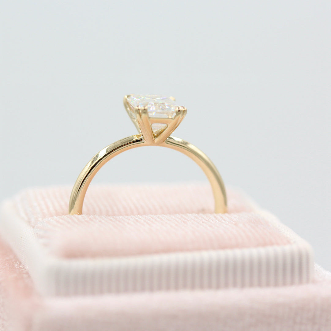 Emerald Solitaire Lab Grown Diamond Engagement Ring
