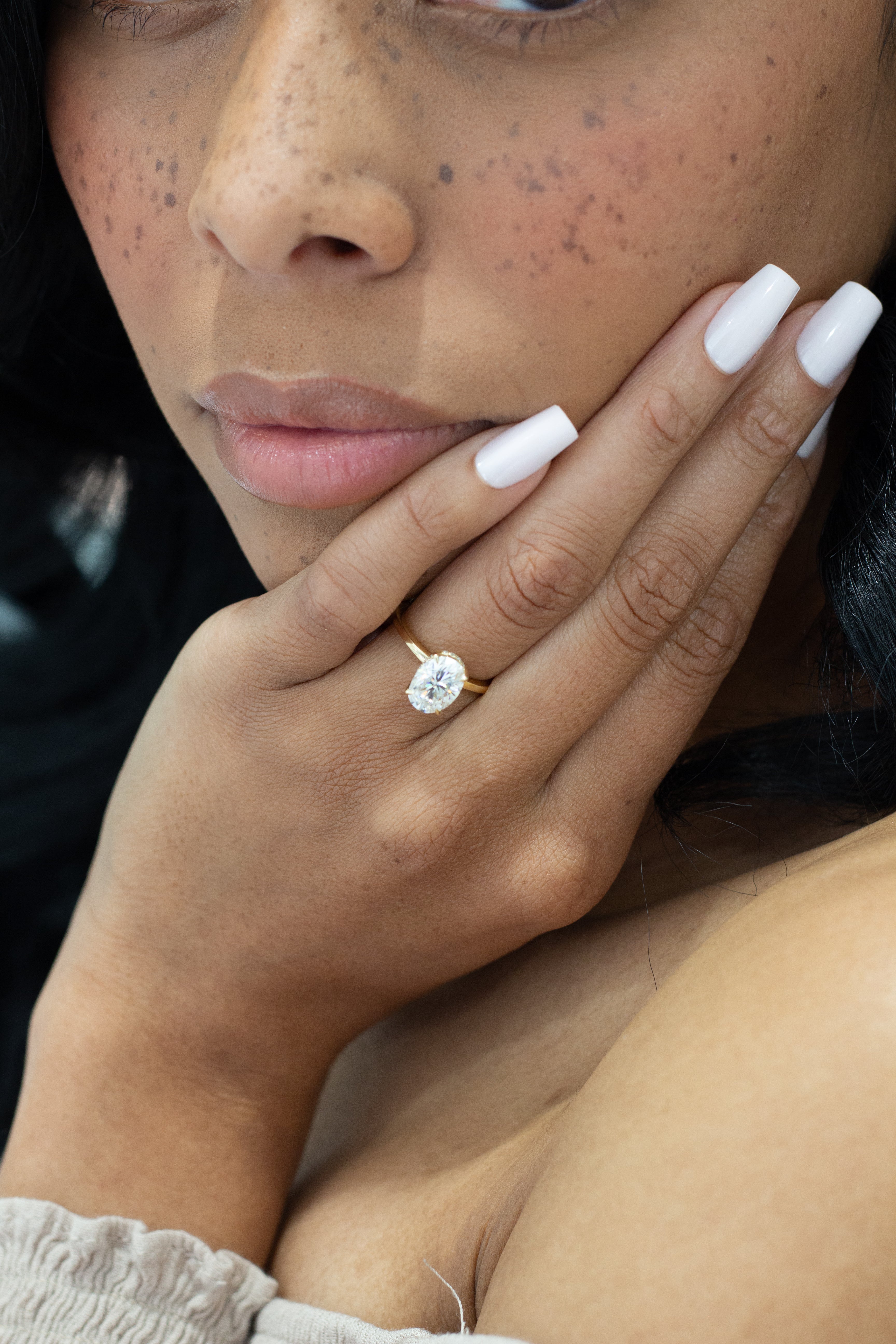 Hidden Halo Engagement Ring Featuring 1.8 CT Oval Moissanite 2