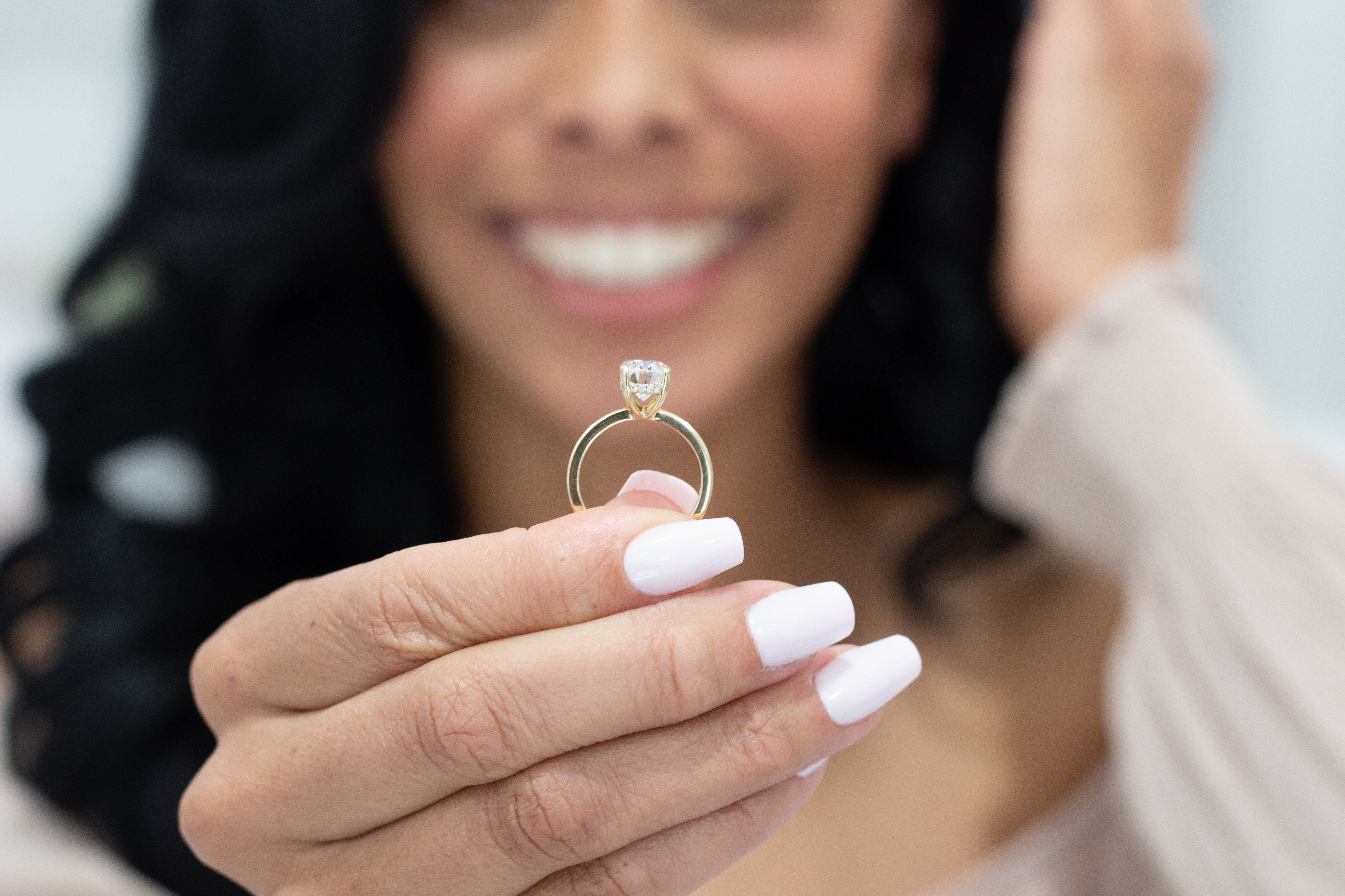 Hidden Halo Engagement Ring Featuring 1.8 CT Oval Moissanite 5