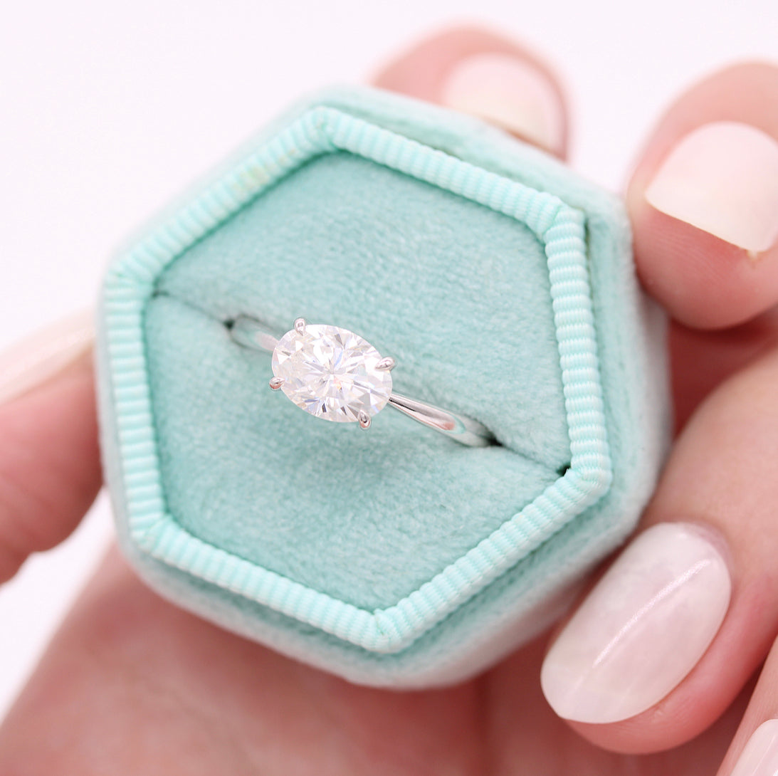 East West Oval Solitaire Lab Grown Diamond Engagement Ring
