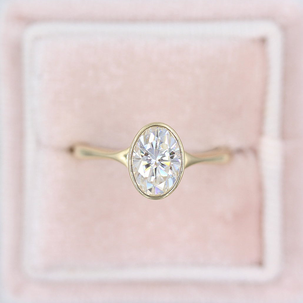 Oval Bezel Lab Grown Diamond Engagement Ring