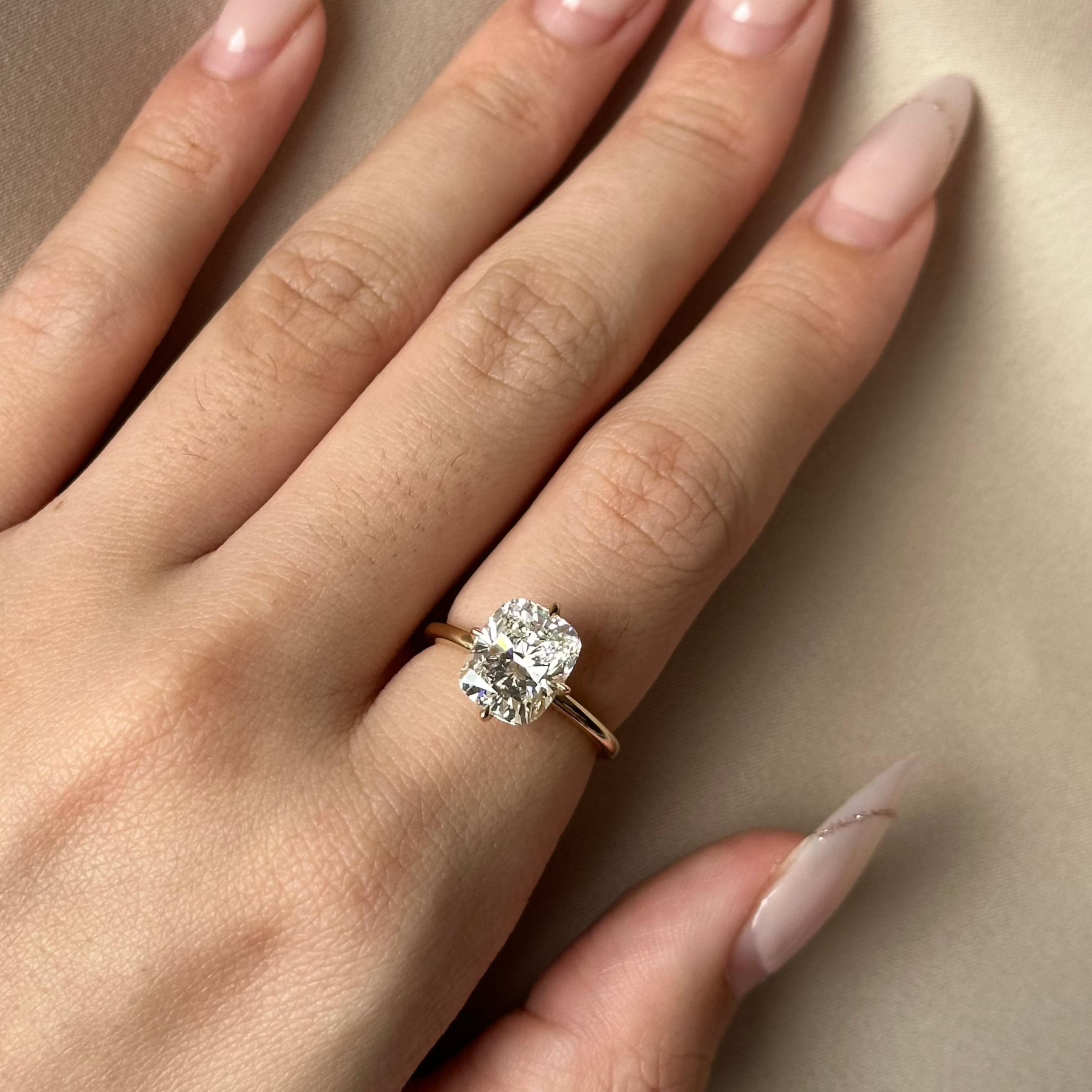 Cushion Hidden Halo Lab Grown Diamond Engagement Ring