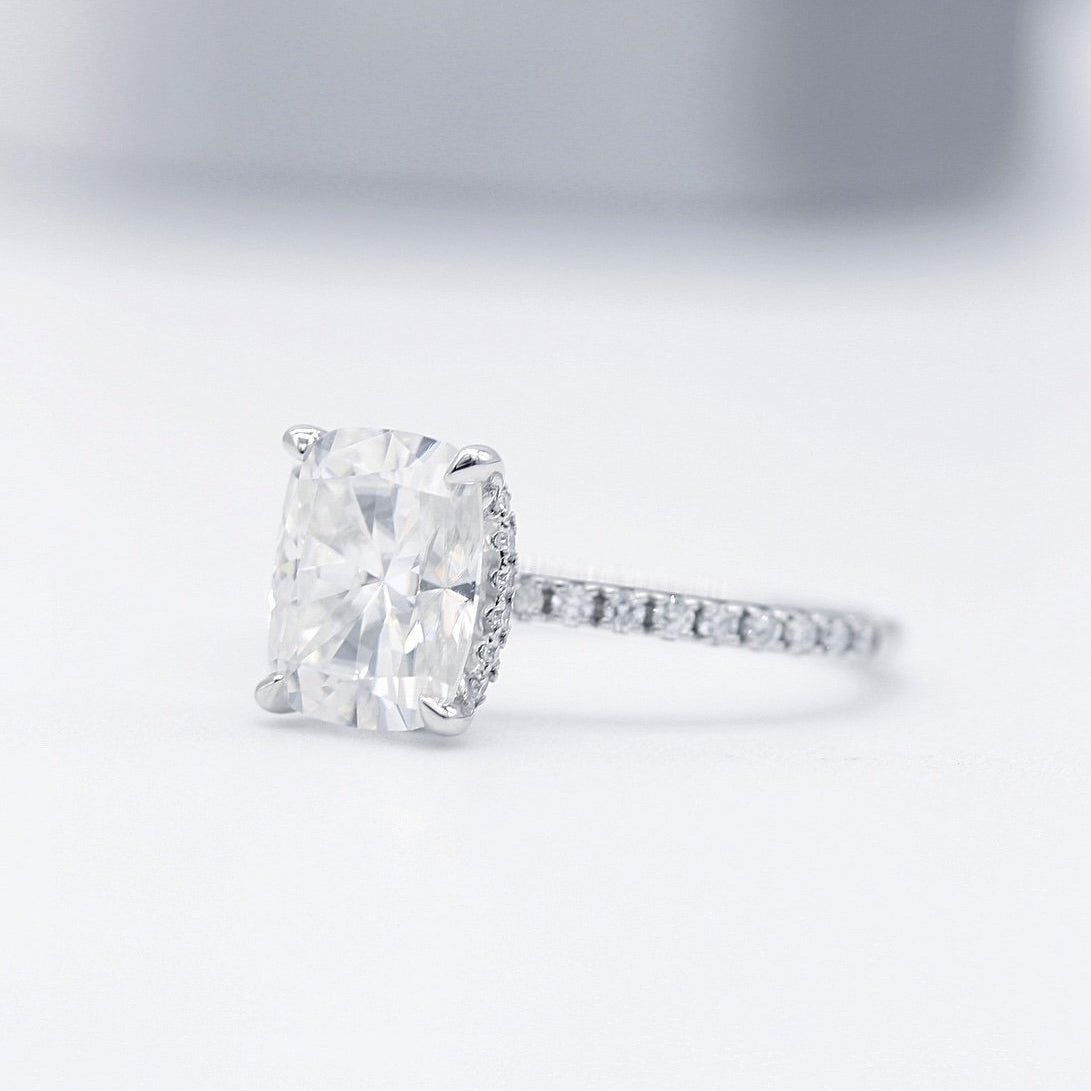 Elongated Cushion Pave  Lab Grown Diamond Engagement Ring