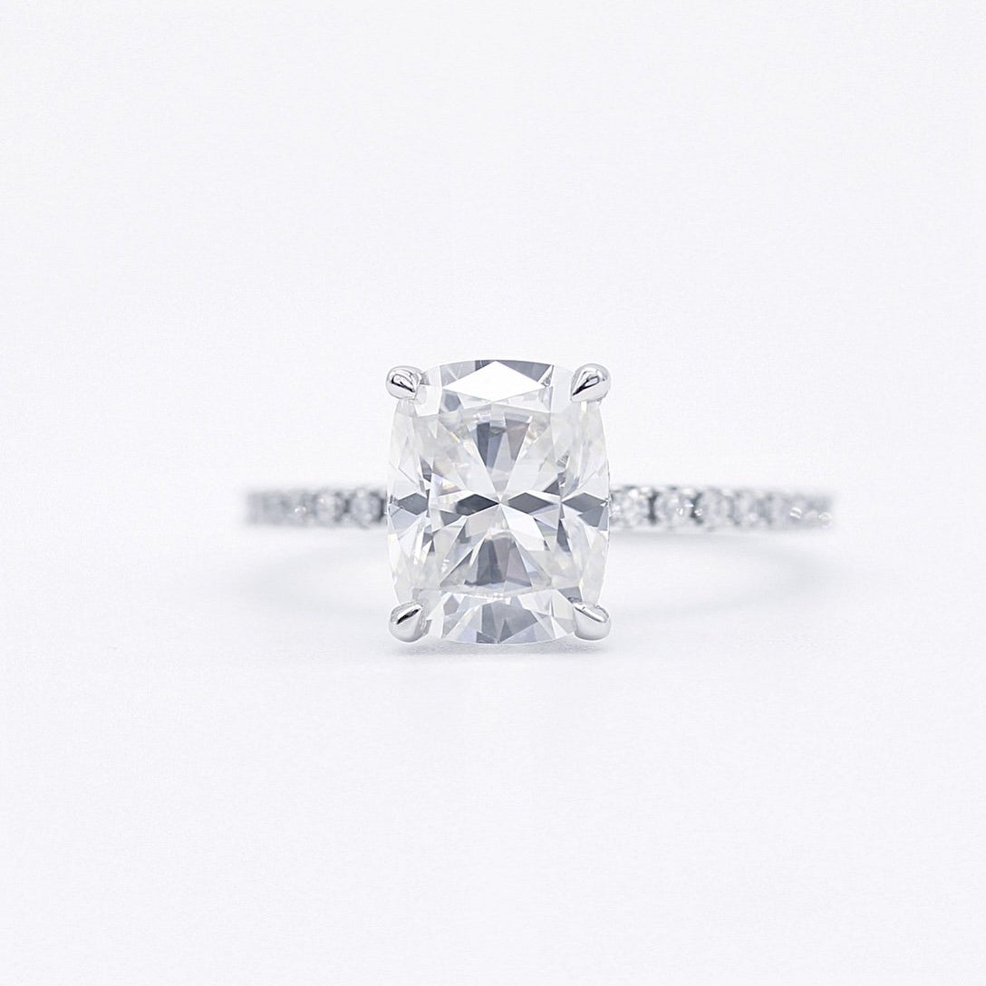 Elongated Cushion Pave  Lab Grown Diamond Engagement Ring