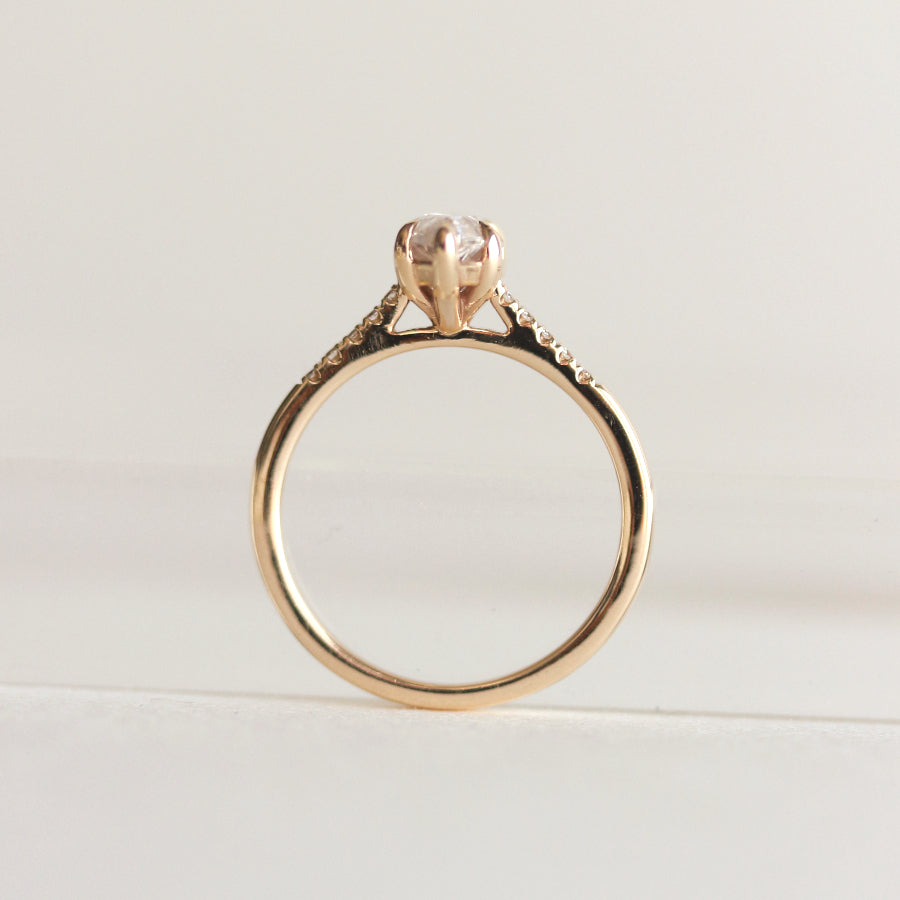 Pave Engagement Ring Featuring 0.90 CT Marquise Moissanite 5