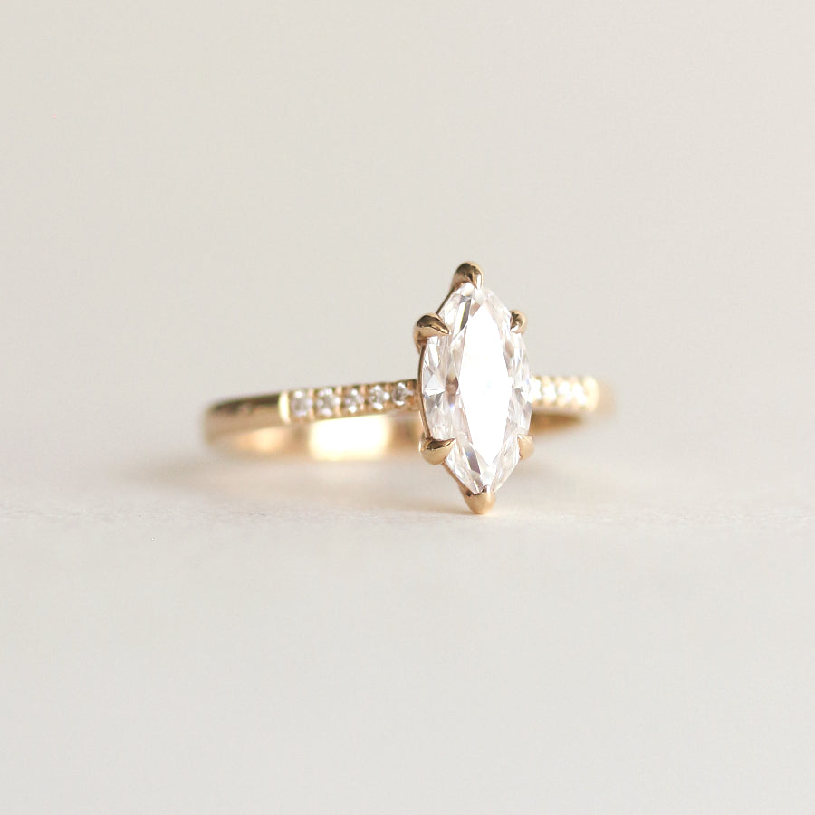 Pave Engagement Ring Featuring 0.90 CT Marquise Moissanite 3