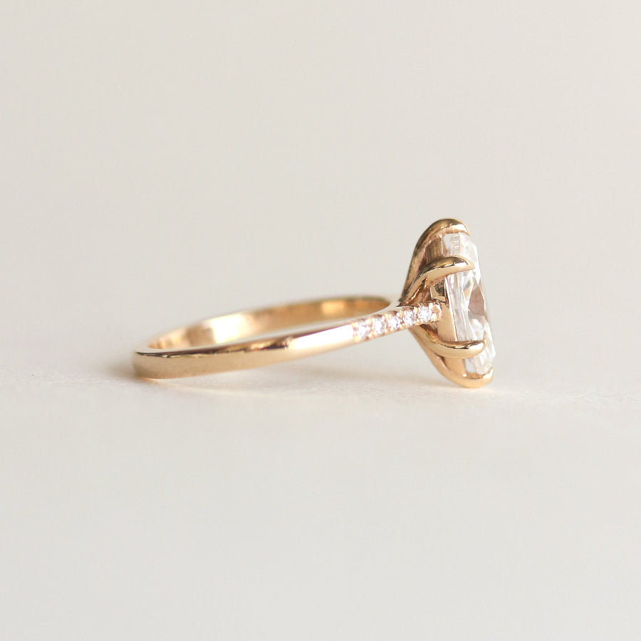 Pave Engagement Ring Featuring 0.90 CT Marquise Moissanite 4