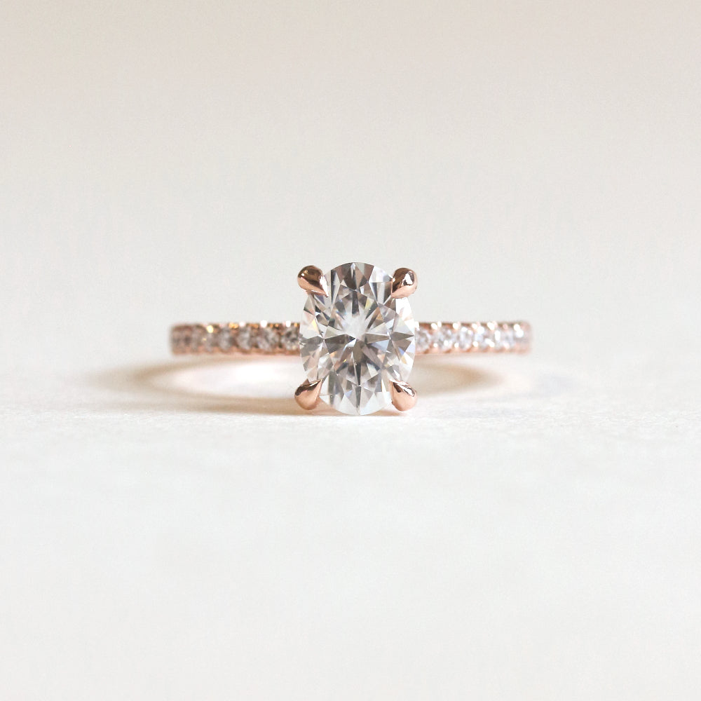 Pave Engagement Ring Featuring 1.30 CT Oval Moissanite 8