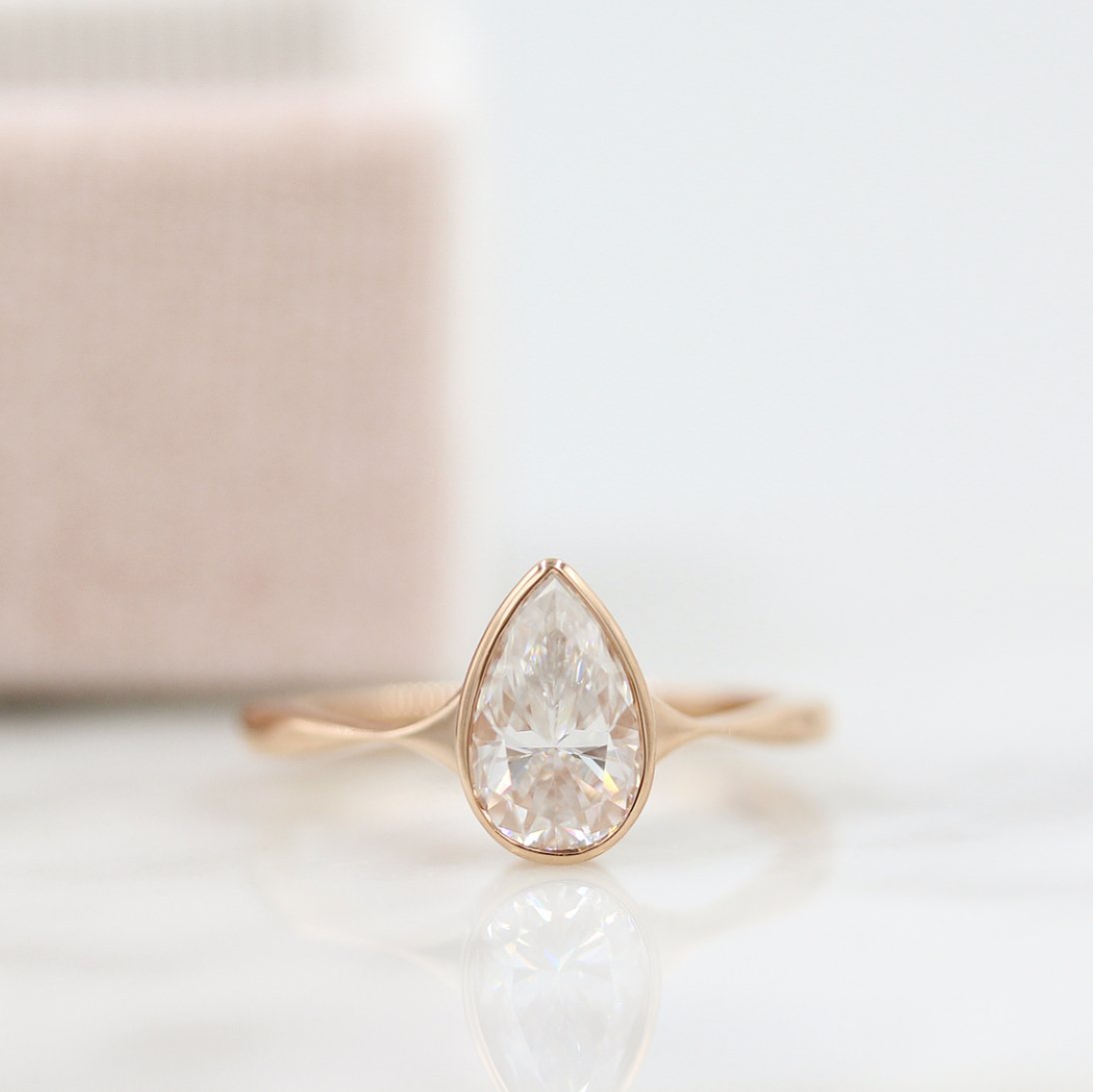 Pear Bezel Lab Grown Diamond Engagement Ring