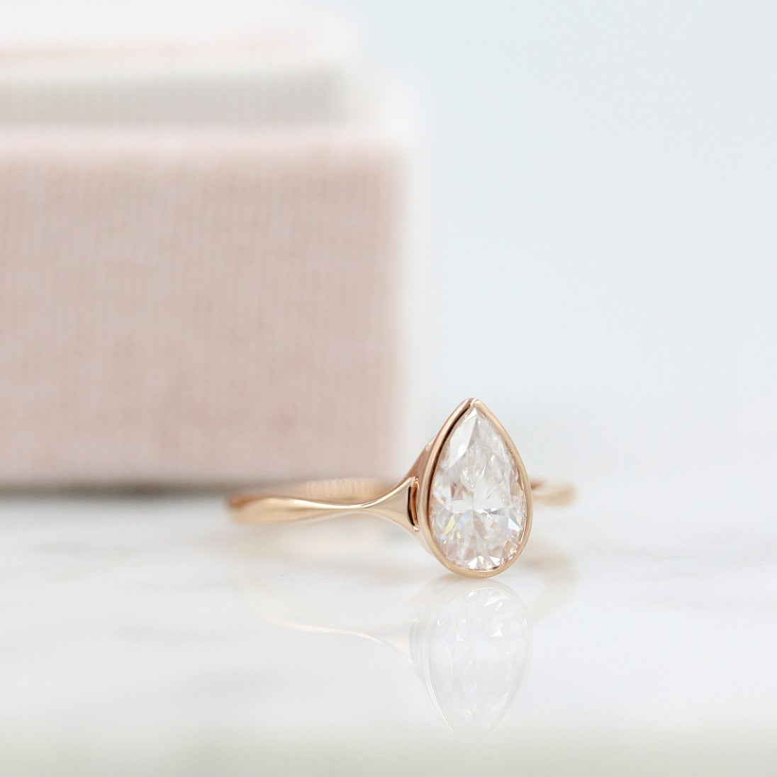 Pear Bezel Lab Grown Diamond Engagement Ring