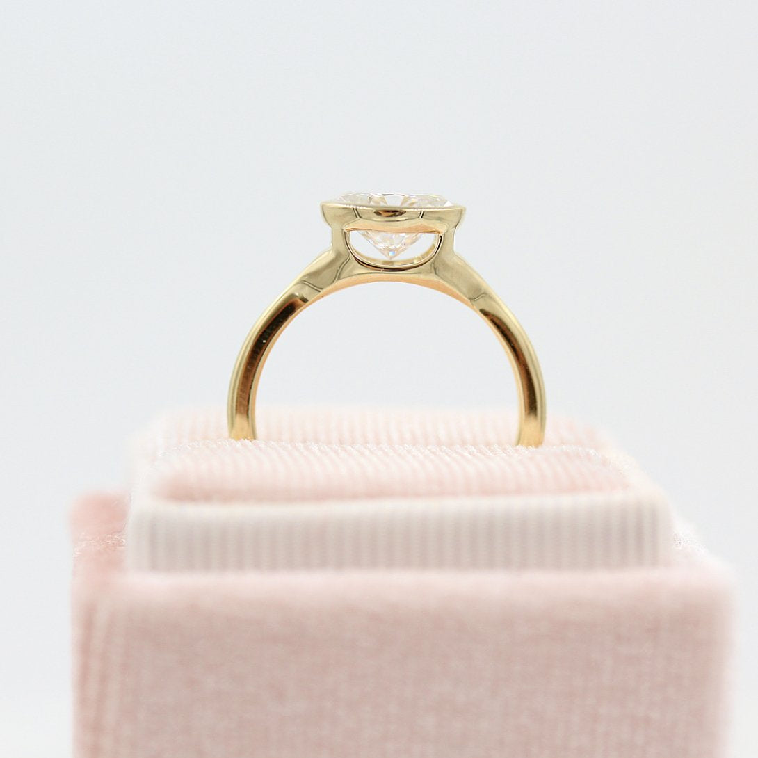 East West Oval Bezel Lab Grown Diamond Engagement Ring