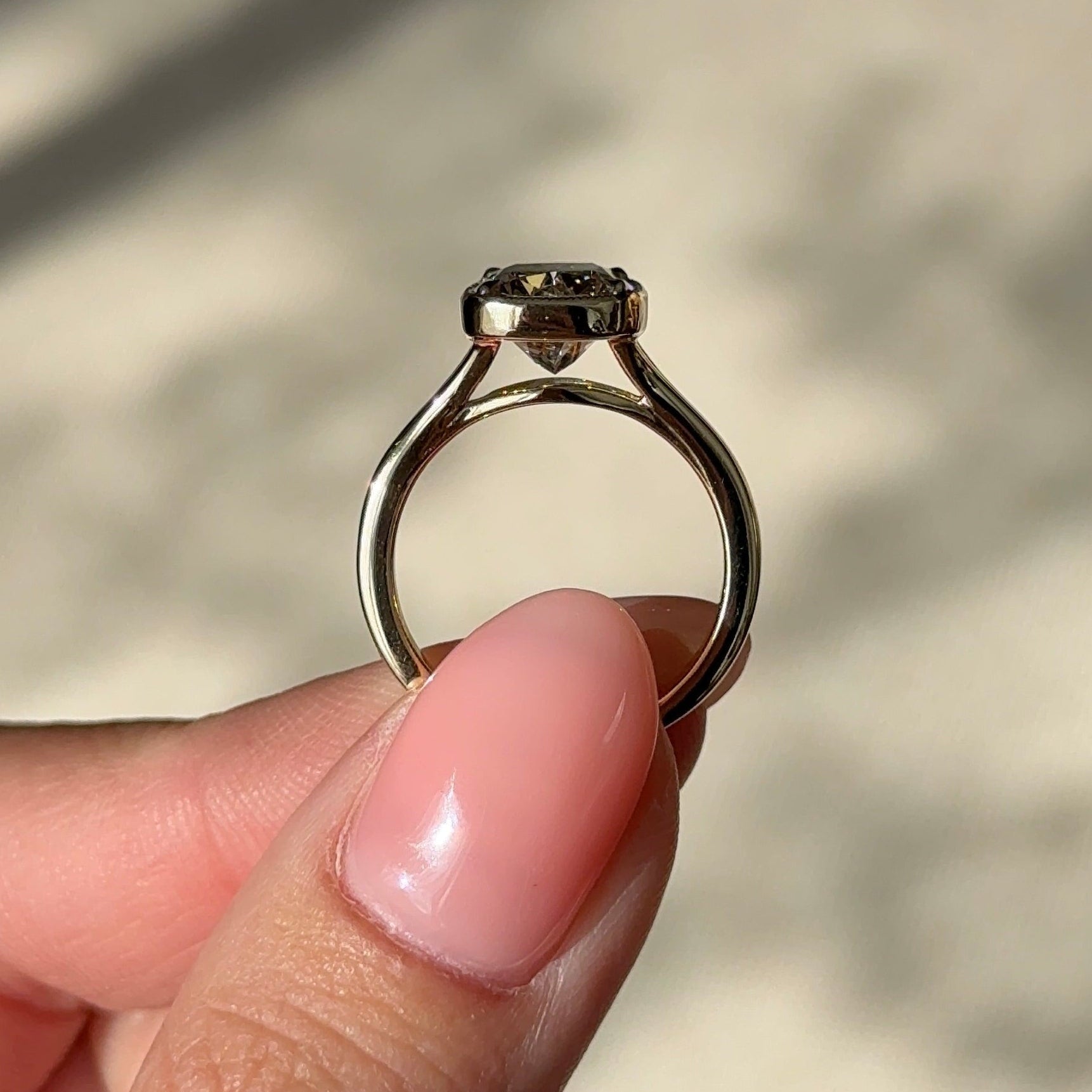 Elongated Cushion Bezel Solitaire Lab-Grown Diamond Engagement Ring