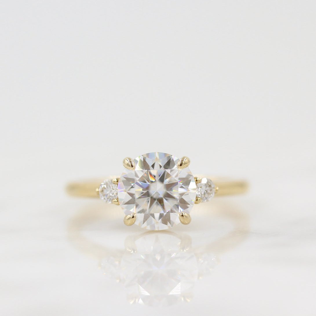 Round Three Stone Lab Grown Diamond Engagement Ring