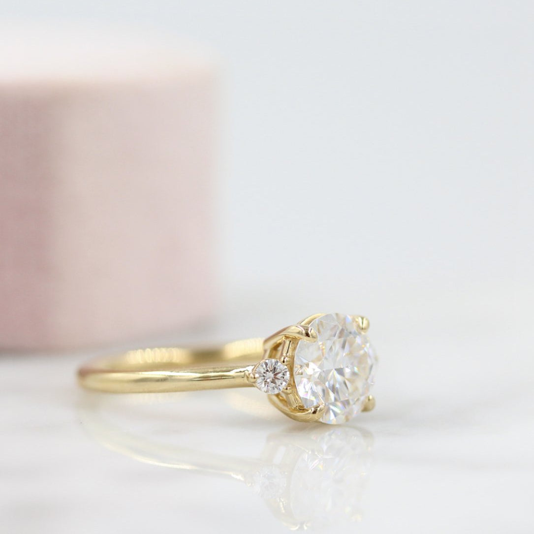 Round Three Stone Lab Grown Diamond Engagement Ring