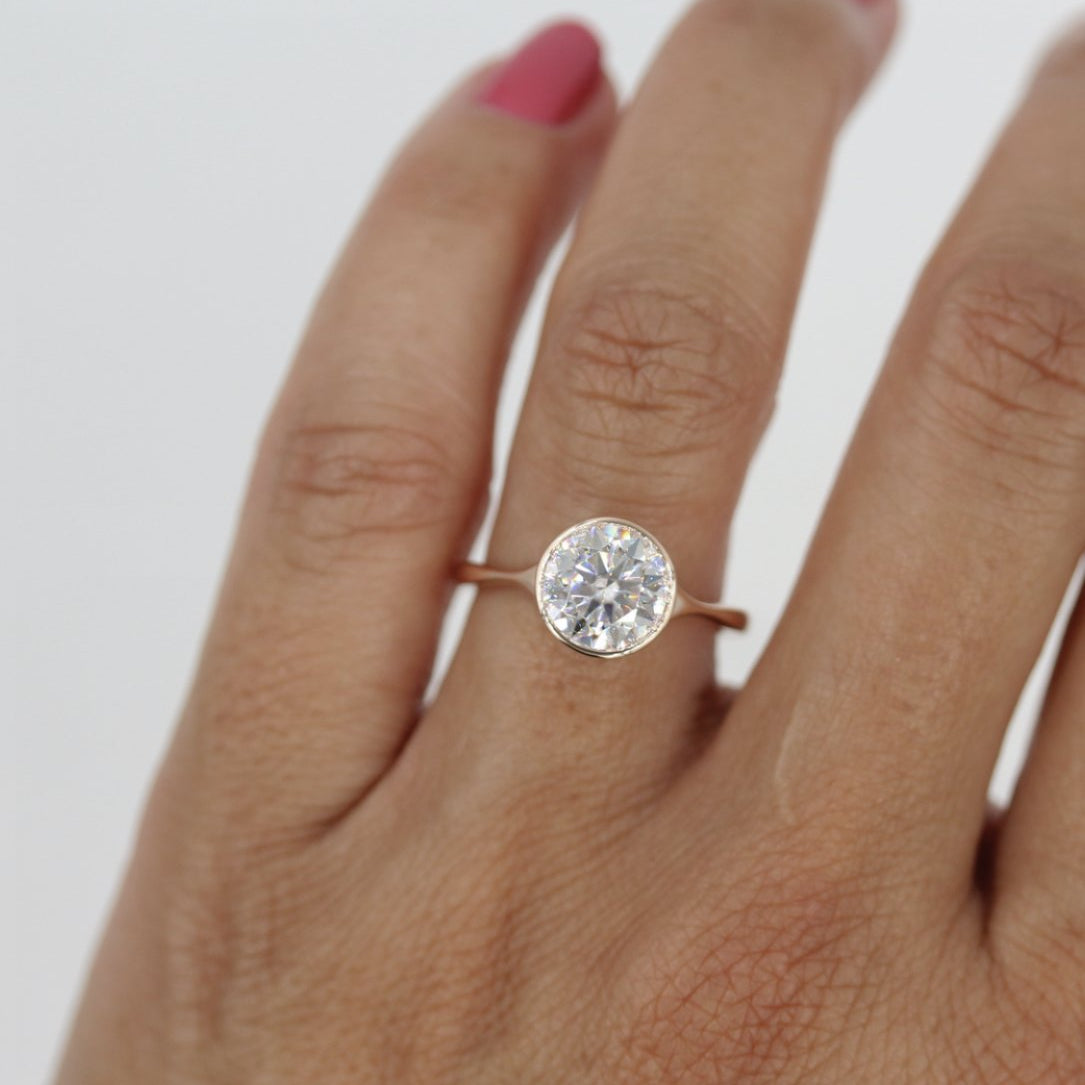 Round Bezel Lab Grown Diamond Engagement Ring