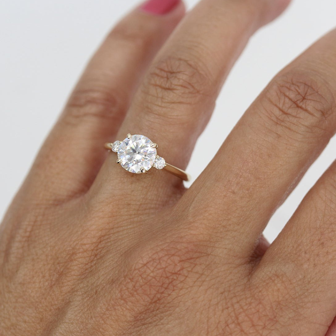 Round Three Stone Lab Grown Diamond Engagement Ring