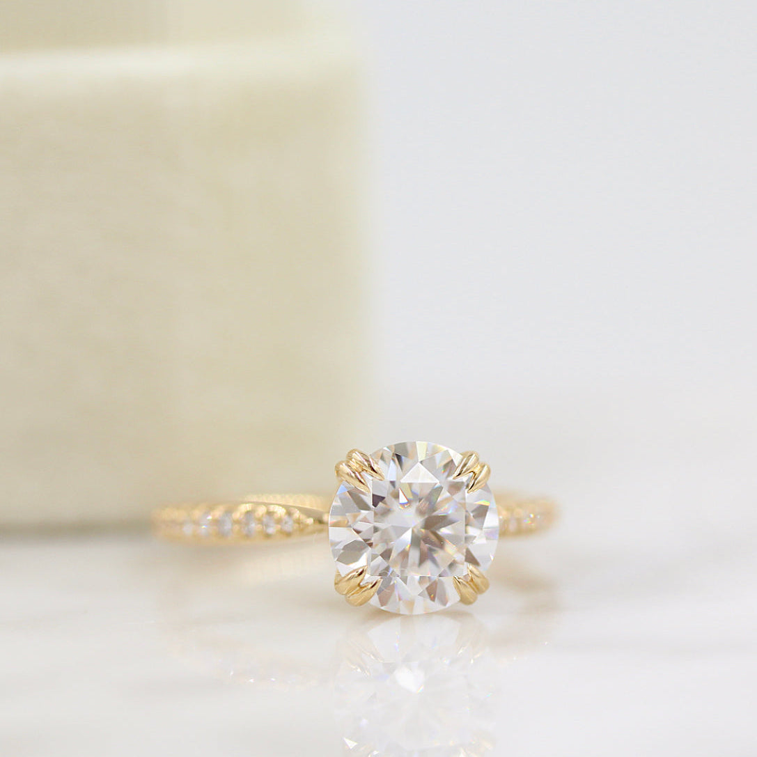 Round Pave Lab Grown Diamond Engagement Ring