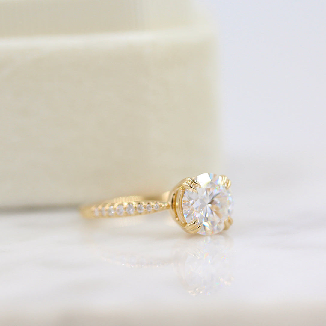Round Pave Lab Grown Diamond Engagement Ring