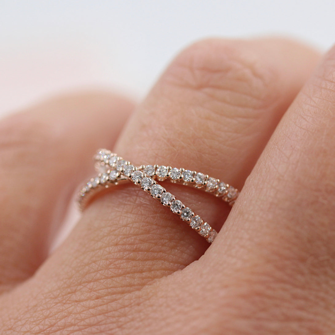 0.51 TCW Round Criss Cross Lab Grown Diamond Wedding Band