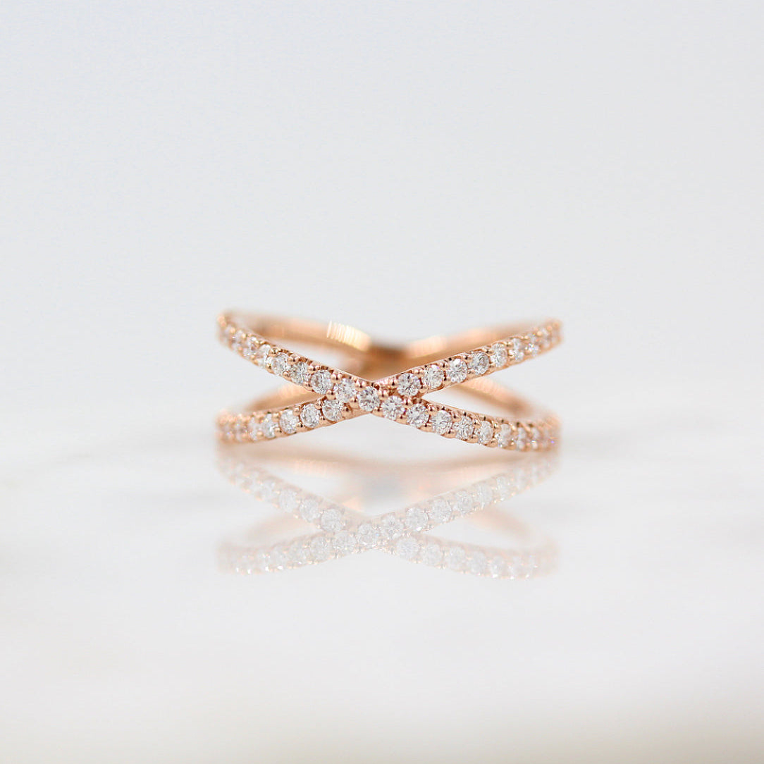 0.51 TCW Round Criss Cross Lab Grown Diamond Wedding Band