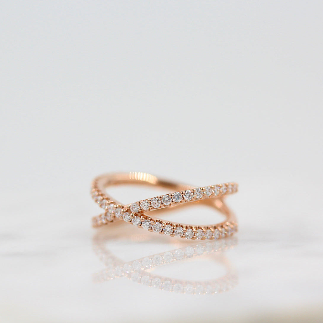 0.51 TCW Round Criss Cross Lab Grown Diamond Wedding Band