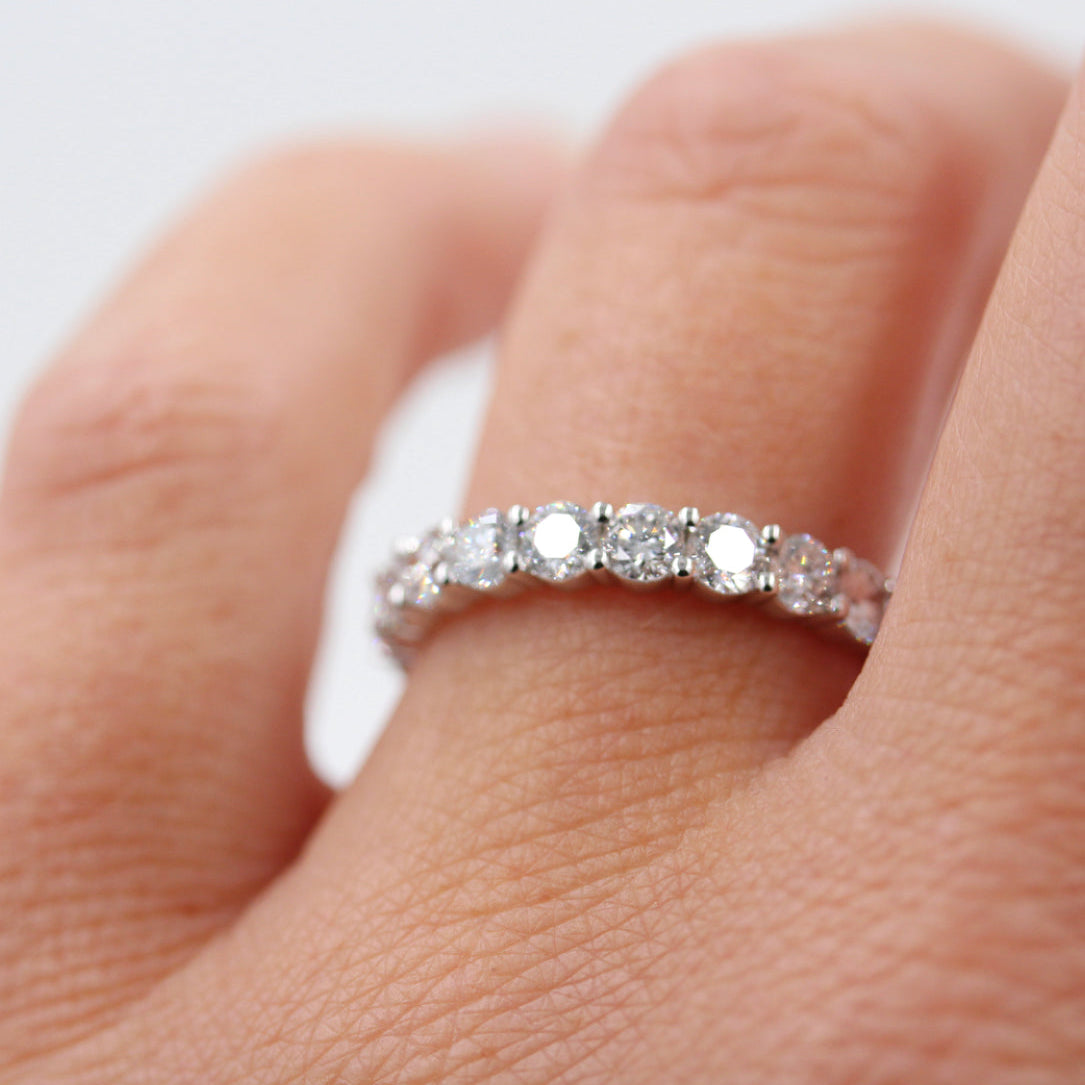 1 TCW Round Half Eternity Lab Grown Diamond Wedding Band