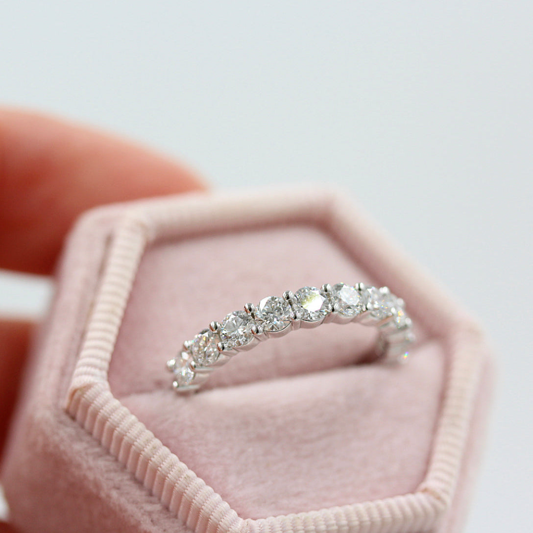 1 TCW Round Half Eternity Lab Grown Diamond Wedding Band