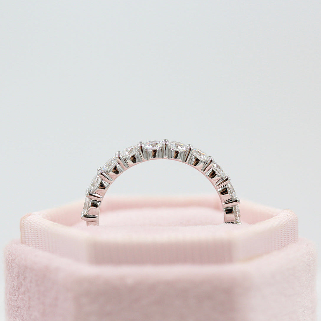 1 TCW Round Half Eternity Lab Grown Diamond Wedding Band