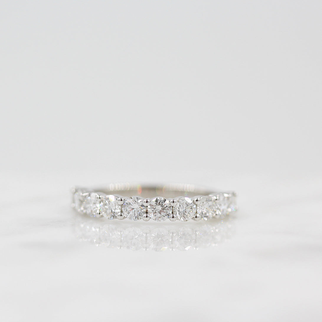 1 TCW Round Half Eternity Lab Grown Diamond Wedding Band