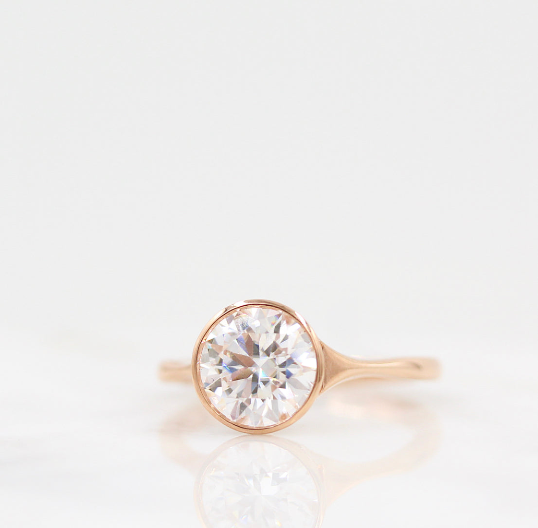 Round Bezel Lab Grown Diamond Engagement Ring